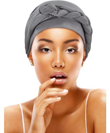 3-Piece Head Wrap Turban Set - Pre-Tied Twisted Braid Hair Cover, Headwrap Hats for Women & Girls in Black, Gray, and Light Blue - Classy Style - Buy Online on GoSupps.com