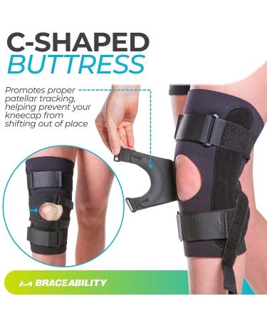 BraceAbility J Patella Knee Brace - Lateral Stabilizer for Dislocation and Subluxation - Left/Right Kneecap Support (Large) - Buy Online on GoSupps.com