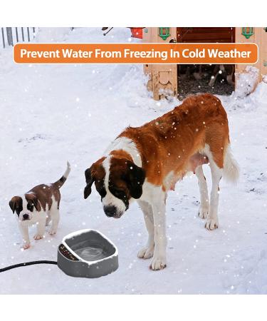 Toozey Heated Dog Bowl - Adjustable Temperature Water Bowl with Timer - Outdoor Pet Bowl with Chew Resistant Cord - 85OZ Winter Dish for Cats, Dogs, Chickens, Squirrels - Grey - Buy Online on GoSupps.com