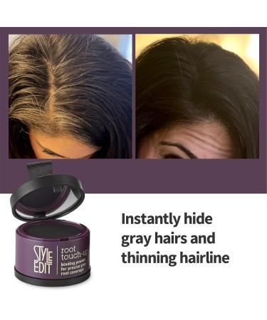 Style Edit Root Touch Up Concealer Powder for Black Hair - Gray Hair Coverage with Free Mini Brush | 16 Ounce Mineral-Infused Hairline Powder - Buy Online on GoSupps.com