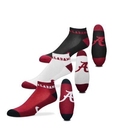 For Bare Feet NCAA Mens "Money" Ankle Socks-3 Pack Alabama Crimson Tide 10-13
