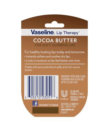 Vaseline Lip Therapy Cocoa Butter Mini - Pack of 6, 0.25 Oz Ea | Petroleum Jelly Moisturizer for Soft & Smooth Lips - Buy Online on GoSupps.com