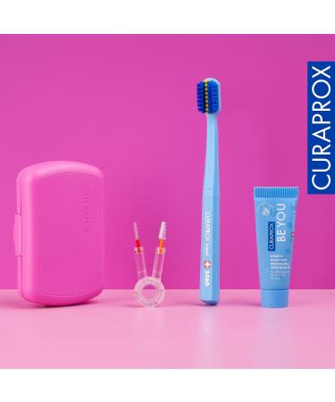 Curaprox Ortho Travel Kit Pink Travel Toothbrush Interdental Brush Toothpaste 10ml Travel Box - Buy Online on GoSupps.com