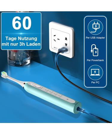 Sound Toothbrush Set - Fast Cleaning Electric Toothbrush in Pink & Teal with 8 Replacement Heads | Buy Internationally - Buy Online on GoSupps.com