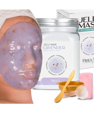 BR UN Peel-Off Lavender Jelly Mask for Face Care A 23 fl oz Rubber Mask Jar for 30 to 35 Treatments A Skin Care Moisturizing Gel Mask of Spa Set for Men Women and Adults