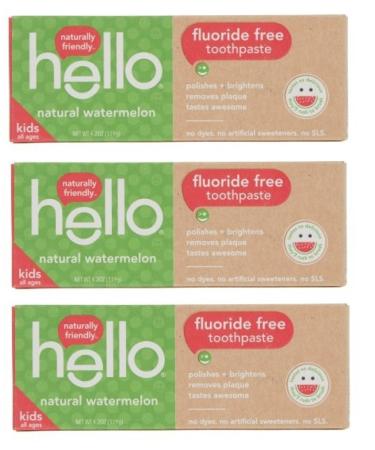 Hello Oral Care Kids Fluoride Free Toothpaste Natural Watermelon 4.2 Oz (Pack Of 3)