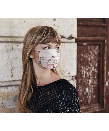 PALE MALE BOX BRAND Fabric Face Masks - Pleated Silky Satin with Adjustable Nose Wire in Ivory & Pink | Medium Size for Comfort & Style - Buy Online on GoSupps.com