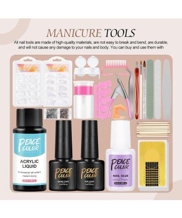 PEACECOLOR Acrylic Nail Kit with Nail Lamp - 3 Colors Powder, 12 Glitter Powders, Acrylic Liquid, Nail Brush, Tips & More - Beginner Kit for Nail Extensions - Buy Online on GoSupps.com