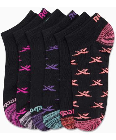 Reebok Girls' Lightweight Comfort Athletic Low Cut Socks (6 Pack) - Black Logo | Size Medium - Buy Online on GoSupps.com
