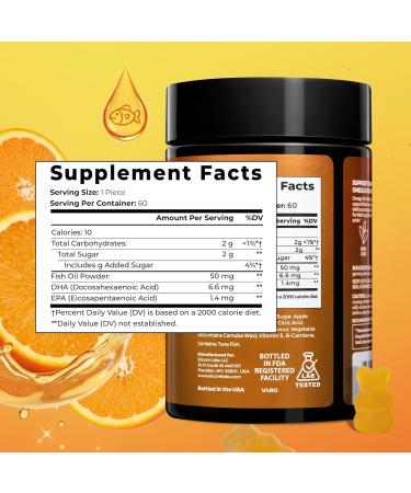 ELICORE Kids Omega 3 Gummies DHA & EPA Fish Oil Supplement for Brain, Vision & Immune Health - Non-GMO, Gluten-Free Orange Flavor Chewable Omega 3 for Kids Gummy 4+ - 60 Count - Buy Online on GoSupps.com