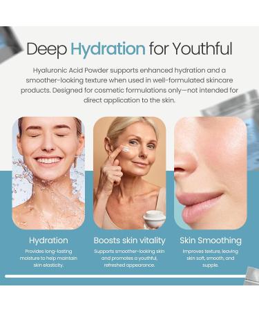 Pure Hyaluronic Acid Powder (0.52 oz. / 15 Grams) 1800 kDa+ for Skin Cosmetic Grade Hyaluronic Acid High Molecular Weight Powder DIY Hyaluronic Acid Serums 0.52 Ounce (15 g) - Buy Online on GoSupps.com