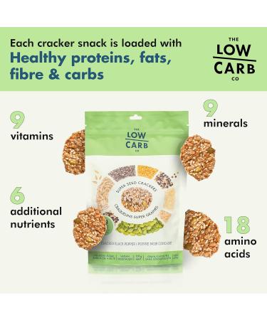 The Low Carb Co Super Seed Crackers Gluten Free and Keto Friendly Healthy Snacks Vegan Zero Sugar Paleo and Diabetic Friendly Nut Free High Protein Crackers with Fibre - Cracked Black Pepper 101g (Pack of 3) - Buy Online on GoSupps.com