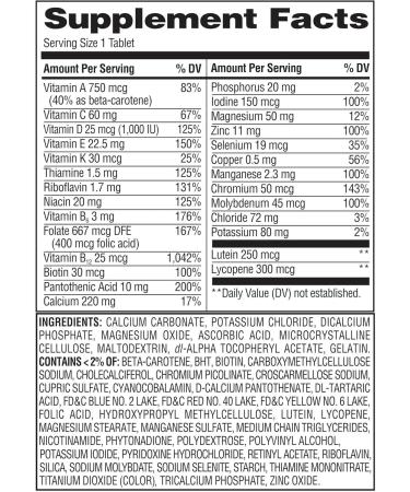 Equate Adult 50+ One Daily Complete Multivitamin Multimineral Supplement Tablets Healthy Brain* - Compare to Centrum Silver 125 Pills (Pack of 1) - Set by Basket Goods - Buy Online on GoSupps.com