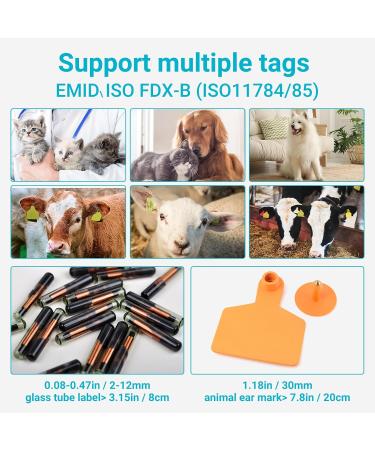 Tera Pet Microchip Reader Scanner - White W90D - Fast Wireless Exchange - OLED Display - Rechargeable - For Dogs, Cats - Animal Management - Bluetooth Compatible - Buy Online on GoSupps.com