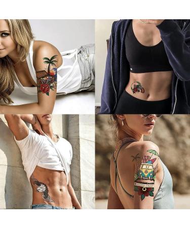 Vintage Temporary Tattoos - 60pcs Classic Old School Stickers, Waterproof Rose, Swallows, Butterflies & Swords Design for Men and Women - Buy Online on GoSupps.com