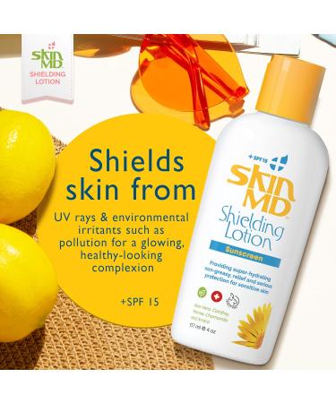 Skin MD Shielding Lotion 4oz + SPF 15 - Eczema & Psoriasis Relief for Face Body & Hands | Best Dry Skin Remedy - Buy Online on GoSupps.com