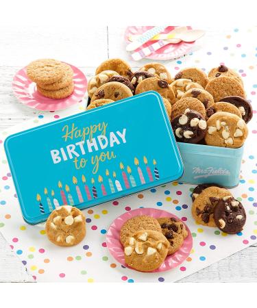 Mrs. Fields Cookies Happy Birthday 30 Nibblers Cookie Tin - 5 Flavors, 1.3lb (Pack of 30) - Buy Online on GoSupps.com