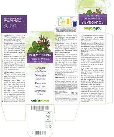 Lungwort (Pulmonaria officinalis) Herb Mother Tincture 120 ml | Vegan Alcohol-Free Liquid Extract Drops by Naturalma - Buy Online on GoSupps.com