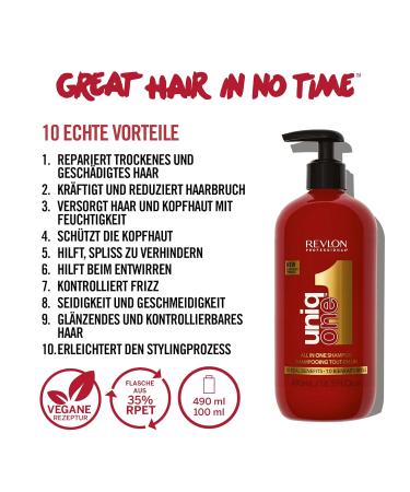 Revlon Professional Uniqone Shampoo - Nourishing Hair & Scalp Cleanser Maximum Silkness & Shine Reduces Hair Breakage 490 ml - Buy Internationally - Buy Online on GoSupps.com