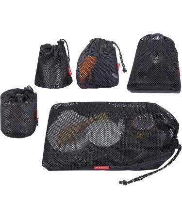 REDCAMP Stuff Sack Set of 5  Lightweight Mesh Nylon Drawstring Storage Bag Pouch for Travelling Hiking Red/Black - Buy Online on GoSupps.com