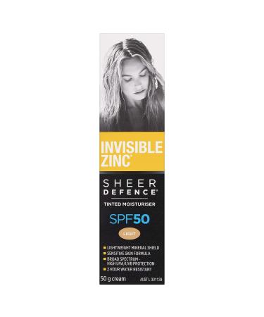 Invisible Zinc Sheer Defence Tinted Light SPF 50 Moisturizer - 50g - Buy Online on GoSupps.com