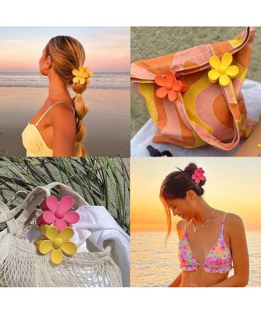 MiDoDo Hawaiian Flower Hair Clips for Women 4 Pack Flower Hair Claw Clips Plumeria Claw Clips for Thin Hair Large Claw Clips for Thick Hair Beach Tropical Hair Accessories for Girls Khaki - Buy Online on GoSupps.com