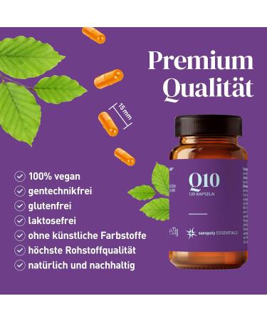 Buy Sanopoly Essentials Q10 Capsules - High-Dosed 100mg Coenzyme Q10 (120 Veg Capsules) | Vegan & Free from Artificial Additives | International Shipping Available - Buy Online on GoSupps.com
