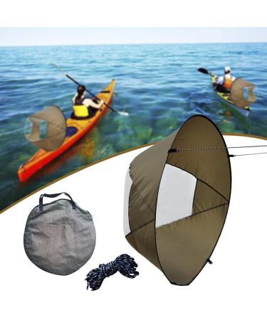 Kayak Wind Sail, Portable Foldable Durable Wind Sail with Transparent Window for Kayak Canoes(Brown)