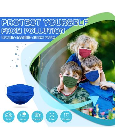 Kids Face Mask Individually Wrapped - 50PCS Multicolored Disposable Masks for Boys and Girls - 3-ply, Children's Size for Childcare and School - Daily Use, 5 Colours - Dark Multicolor - Buy Online on GoSupps.com