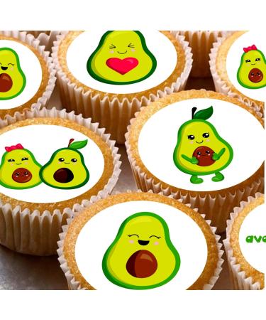 24 Avacado edible PRE CUT style kids childrens party decorations Wafer Paper Cupcake Fairy Cake Toppers