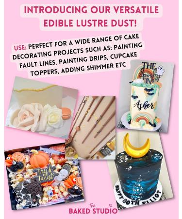 Baked Studio Edible Gold Lustre Dust - Cake Decorating Glitter 15g - Buy Online on GoSupps.com