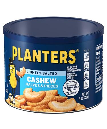 PLANTERS Lightly Salted Cashew Halves & Pieces 8 oz Canister | Roasted in Peanut Oil, Seasoned with Sea Salt | Perfect Snack for Adults | Resealable Lid for Freshness | Kosher - Buy Online on GoSupps.com