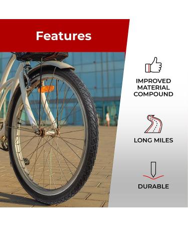 Fincci 26x2.125 Inch Slick Foldable Bike Tires - Pack of 2 | Road Hybrid Street Bicycle Tire Set - Buy Online on GoSupps.com