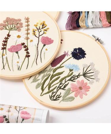 REEWISLY Embroidery Kit for Beginners - 4 Sets, Cross Stitch DIY with Hoops, Plants Flowers Patterns and Threads - Easy Learning for Beginners | Kit S366 - Buy Online on GoSupps.com