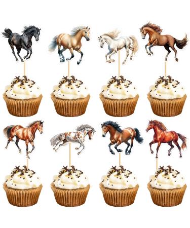 Blumomon Horse Cupcake Toppers Assembled Horse Racing - Pack Of 32
