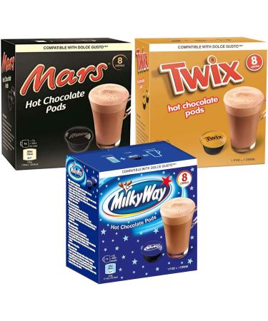 Dolce Gusto Chocolate Drinks - 24 Capsules (8 March + 8 Twix + 8 Milky Way) - Buy Online on GoSupps.com