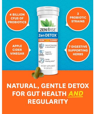 Zenwise Colon 7 Day Gut Cleanse | Detox for Women & Men | Psyllium Husk Senna Leaf Bromelain Ginger & Apple Cider Vinegar | 14 Count - Optimize Your Digestive Health - Buy Online on GoSupps.com