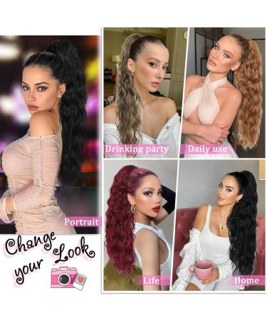 Ponytail Extension Ponytail Hair Extension For Women Long Curly Wavy Drawstring Ponytail Hairpieces Synthetic Fake Horse Tail Black Blonde Red Ponytail Hair Extension(27-613) 26inches 27-613 - Buy Online on GoSupps.com