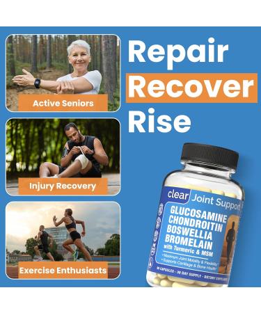 Glucosamine Sulfate 1500mg Chondroitin & MSM Joint Support - 8-in-1 Formula with Turmeric & Boswellia - Easy-to-Swallow Capsules Gentle on Stomach for Back Knee & Hip Support - 90 Capsules - Buy Online on GoSupps.com