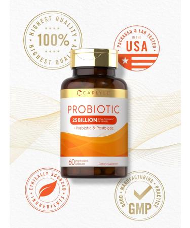 Carlyle Probiotic with Prebiotics & Postbiotics | 25 Billion CFU | 60 Capsules | Supplement for Women & Men | Powder Pills | Vegetarian Non-GMO & Gluten Free - Buy Online on GoSupps.com