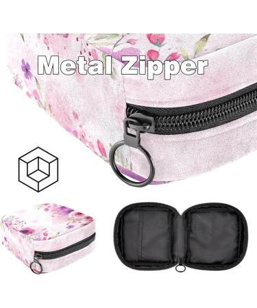 Stylish Menstruation Pad Bag with Zipper - Women's Napkin & Tampon Bag - Pink Flower Design - Perfect for Girls - Buy Online on GoSupps.com