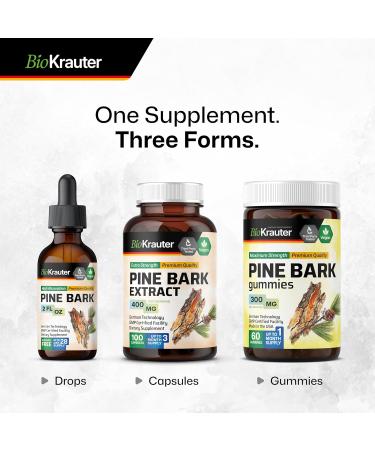 BIO KRAUTER Pine Bark Extract - Rich in Antioxidants Liquid Supplement - 400 mg French Maritime Pine Bark Extract Drops - Vegan Alcohol & Sugar Free - 2 Fl Oz 2 Fl Oz (Pack of 1) - Buy Online on GoSupps.com