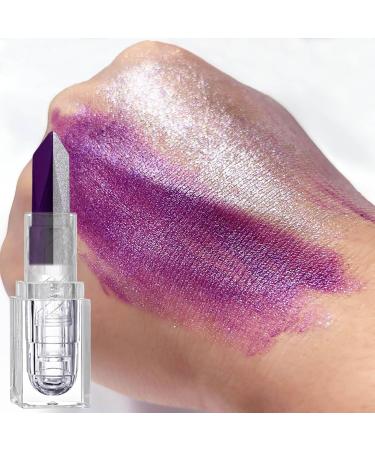 Women's Purple Lipstick Dual Color Shimmer Metallic Purple Silver Lipstick High Pigment Long Lasting Waterproof Shimmering Glossy Moisturizing Matte Finish  - Buy Online on GoSupps.com