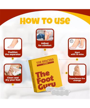 2x Pairs Orthopedic Toe Spacers | Bunion Corrector & Hammer Toe Straightener for Men & Women | Foot Pain Relief & Yoga Toe Spreaders - Buy Online on GoSupps.com