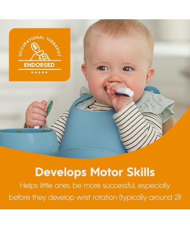 NumNum Baby Spoons Set - Pre-Spoon GOOtensils for Kids Aged 6+ Months - BLW Teething Spoon - Silicone Toddler Food Utensils - 2 Blue/Orange Spoons - Buy Online on GoSupps.com