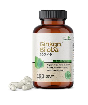 Futurebiotics Ginkgo Biloba 500mg Extra Strength Supports Brain Health & Memory and Healthy Circulation Support - Non-GMO, 120 Vegetarian Capsules 120 Count (Pack of 1)