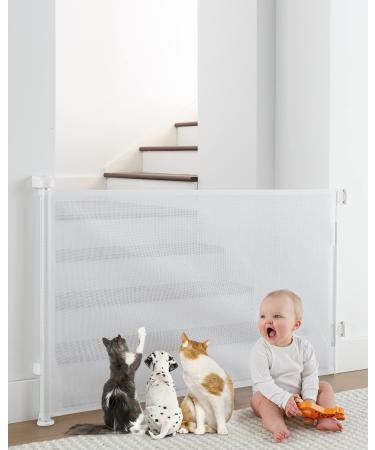 Cumbor 0-55 Retractable Baby Gate for Stairs, Mesh Dog Gate for The House, Pet Gate 33 Tall, Wide Safety Gates for Kids or Pets, Child Gate for Doorways, Hallways, Indoor, Outdoor(White)