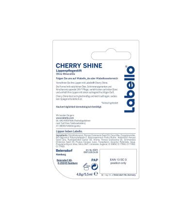 Labello Cherry Shine Lip Care Stick - 4.8g | Red Shimmer & Cherry Aroma | Mineral Oil-Free International Shipping - Buy Online on GoSupps.com