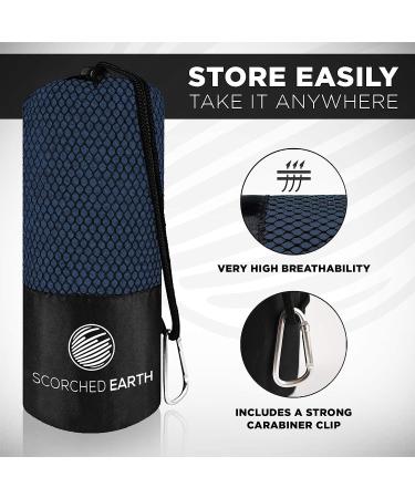 ScorchedEarth Microfiber Travel Towel Set - Quick Dry, Super Absorbent - Compact & Lightweight for Camping, Hiking, Beach - Includes 2 Sizes + Carrying Bag & Clip - True Navy Medium Set - Buy Online on GoSupps.com