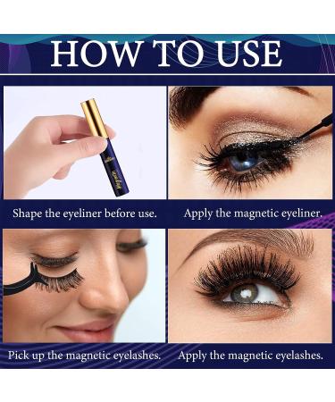 MENAKA 3D Magnetic Eyelashes with Eyeliner Kit - Natural Looking Reusable Magnetic Lashes - Easy to Apply - 10 Pairs + 4 Tubes - Buy Online on GoSupps.com